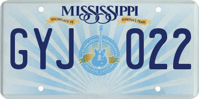 MS license plate GYJ022