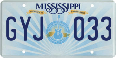 MS license plate GYJ033