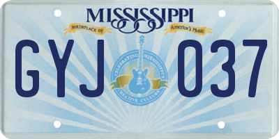 MS license plate GYJ037