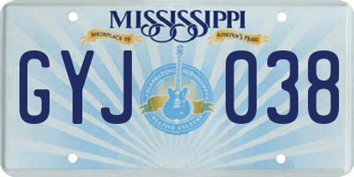 MS license plate GYJ038