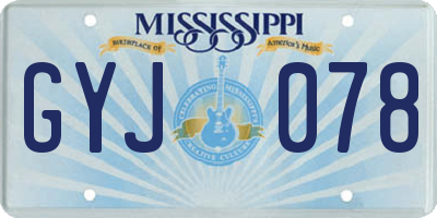 MS license plate GYJ078
