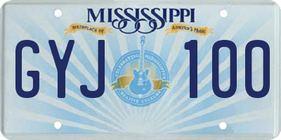 MS license plate GYJ100