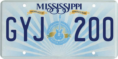 MS license plate GYJ200