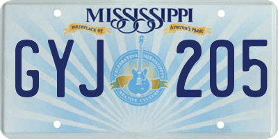 MS license plate GYJ205