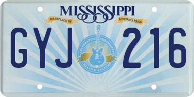 MS license plate GYJ216