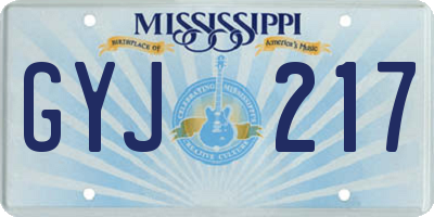 MS license plate GYJ217