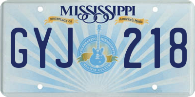 MS license plate GYJ218