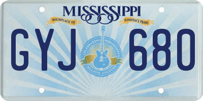 MS license plate GYJ680