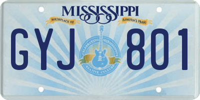 MS license plate GYJ801