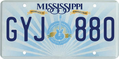MS license plate GYJ880