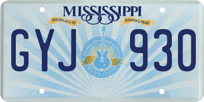 MS license plate GYJ930