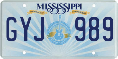 MS license plate GYJ989