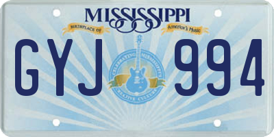 MS license plate GYJ994