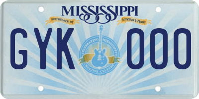 MS license plate GYK000