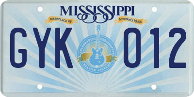 MS license plate GYK012