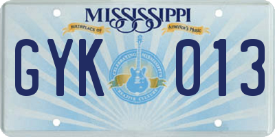 MS license plate GYK013