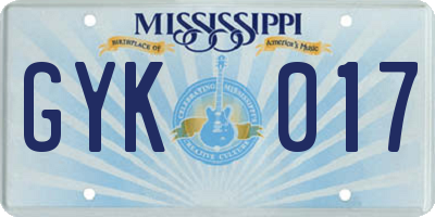 MS license plate GYK017