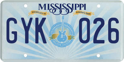 MS license plate GYK026
