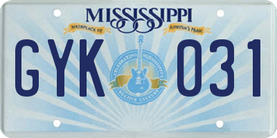MS license plate GYK031