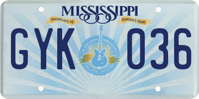 MS license plate GYK036