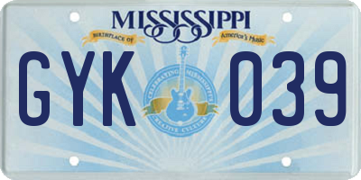MS license plate GYK039