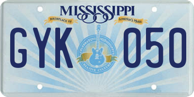MS license plate GYK050
