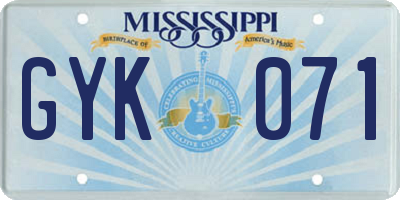 MS license plate GYK071