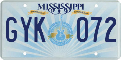 MS license plate GYK072