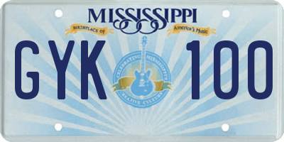 MS license plate GYK100