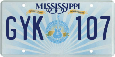 MS license plate GYK107