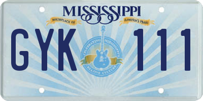 MS license plate GYK111