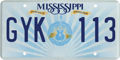 MS license plate GYK113