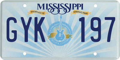MS license plate GYK197