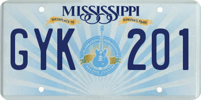 MS license plate GYK201