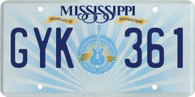 MS license plate GYK361