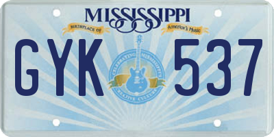 MS license plate GYK537