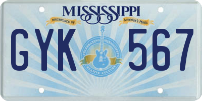 MS license plate GYK567