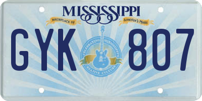 MS license plate GYK807
