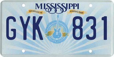 MS license plate GYK831