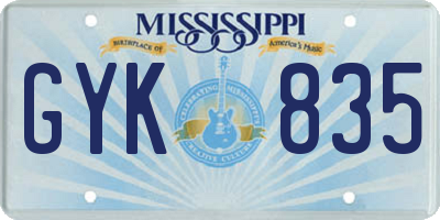 MS license plate GYK835