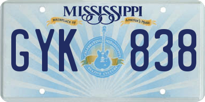 MS license plate GYK838
