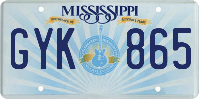 MS license plate GYK865