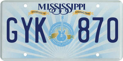 MS license plate GYK870