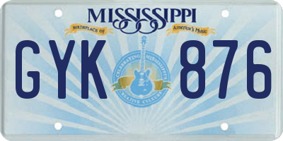 MS license plate GYK876
