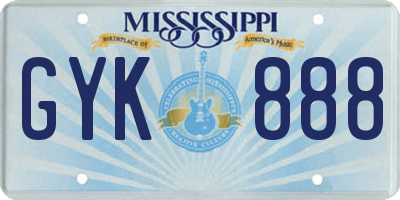 MS license plate GYK888