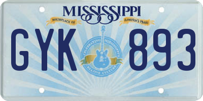 MS license plate GYK893