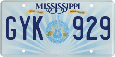 MS license plate GYK929