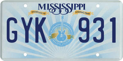 MS license plate GYK931