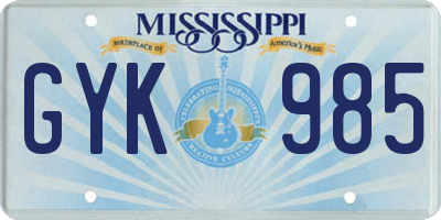 MS license plate GYK985