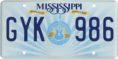 MS license plate GYK986